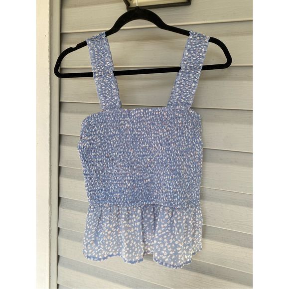 Japna NWT Blue Animal Print Spring Peplum Blouse, Size Large - Picture 1 of 4